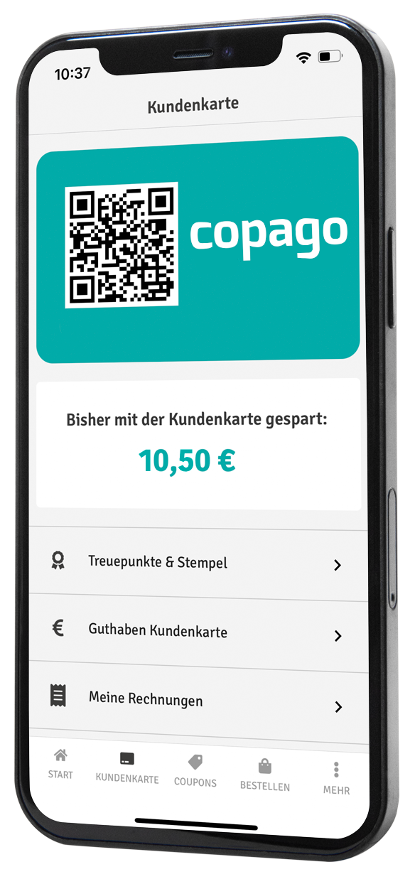 die Benutzeroberfläche der get2go App von Copago
