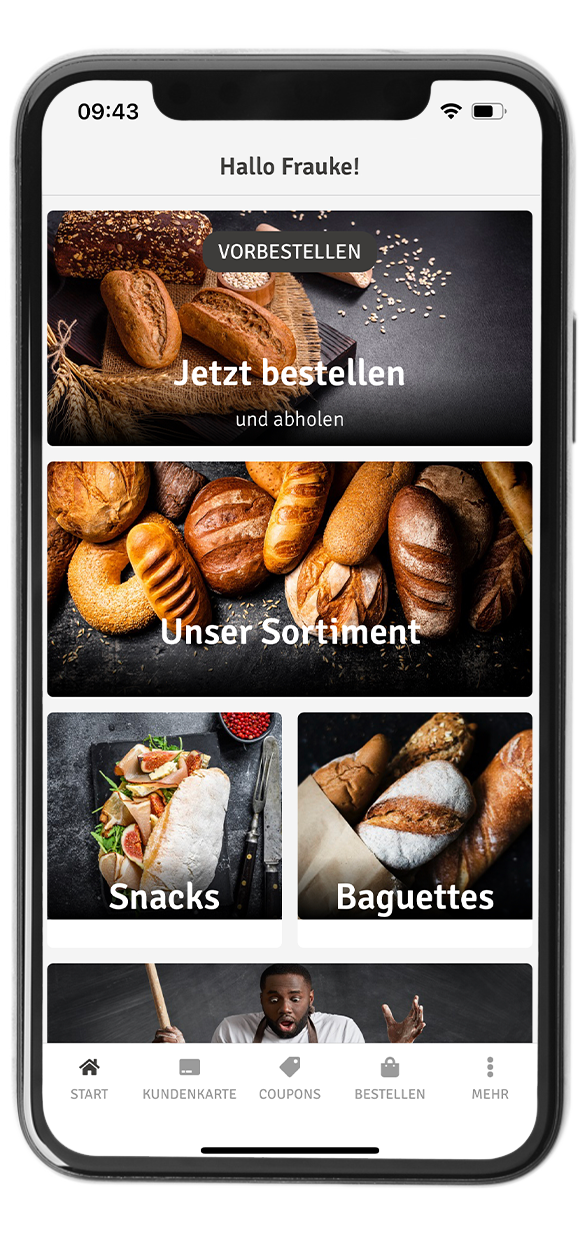 Startbildschirm der get2go App mit Werbung für neue Produkte