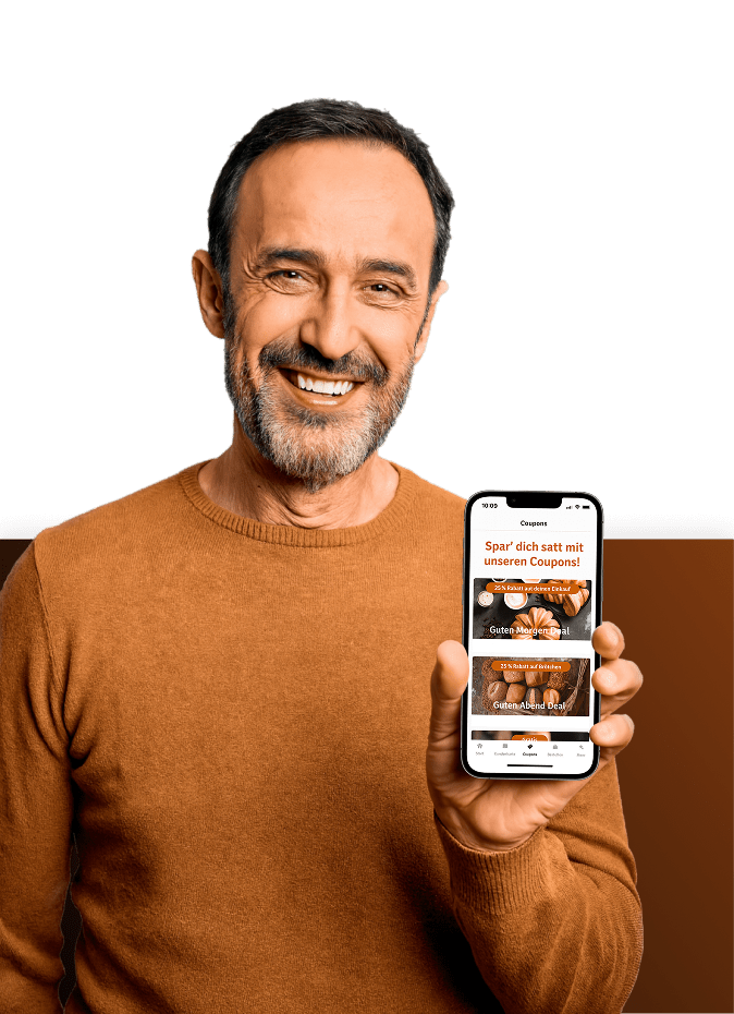 Glückliche Person mit personalisierten Coupons