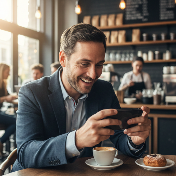 lachende Menschen im Cafe